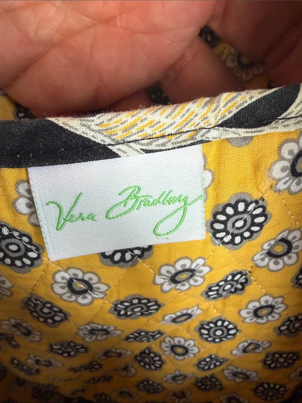 Vera Bradley‎ Quilted Floral Tote Bag in Black and Yellow